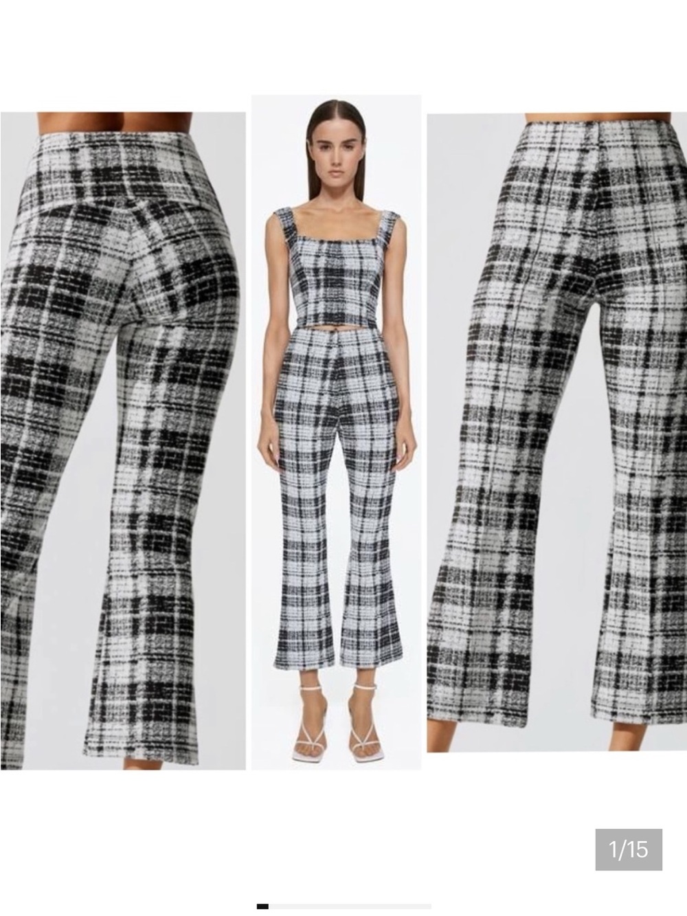 Ona Black & White Plaid Top